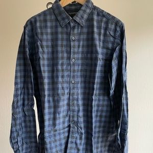 Men's Banana Republic Blue Checkered Plaid Casual Button Down, Size L